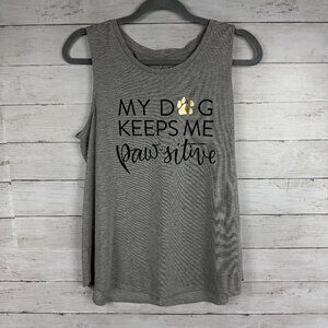 Apt. 9 Grey "My dog keeps me paw-sitive" Tank